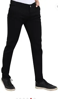 Stylish Black Satin Solid Regular Fit Mid-Rise Jeans For Men-thumb4