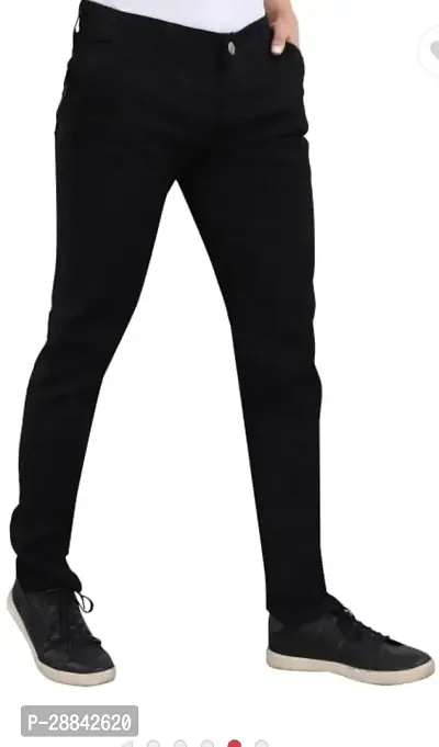Stylish Black Satin Solid Regular Fit Mid-Rise Jeans For Men-thumb5