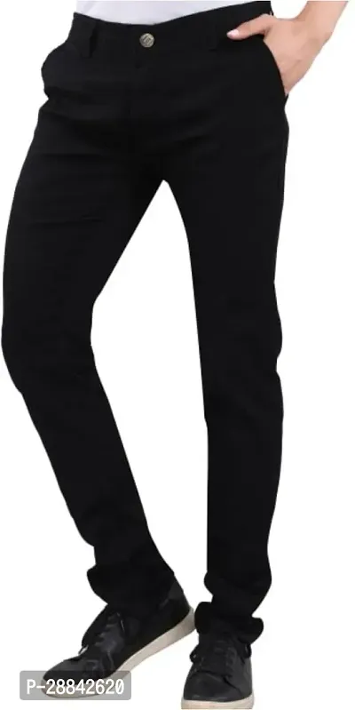 Stylish Black Satin Solid Regular Fit Mid-Rise Jeans For Men-thumb4