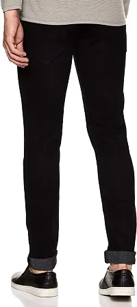 Stylish Black Cotton Blend Solid Slim Fit Mid-Rise Jeans For Men-thumb1