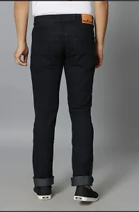 Stylish Black Denim Solid Regular Fit Mid-Rise Jeans For Men-thumb1