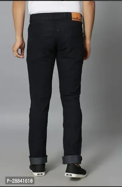 Stylish Black Denim Solid Regular Fit Mid-Rise Jeans For Men-thumb2