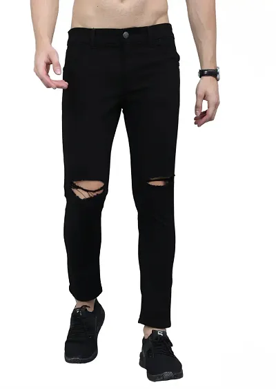 Stylish Denim Solid Slim Fit Mid-Rise Jeans For Men