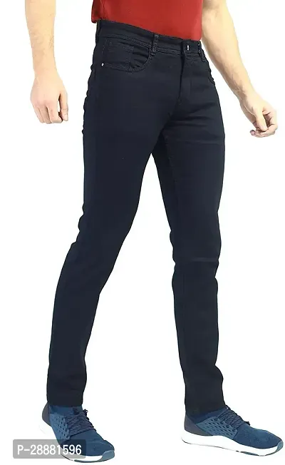 Stylish Black Denim Solid Mid-Rise Jeans For Men-thumb0