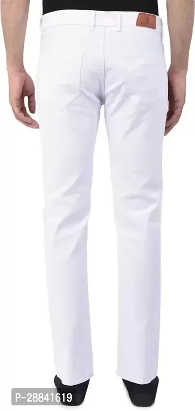 Stylish White Denim Solid Slim Fit Mid-Rise Jeans For Men-thumb2