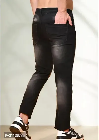 Stylish Black Denim Mid-Rise Jeans For Men-thumb2