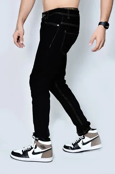 Stylish Denim Solid Mid-Rise Jeans For Men