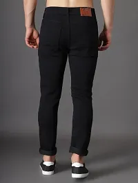 Stylish Black Denim Distress Mid-Rise Jeans For Men-thumb1