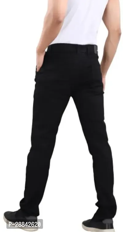 Stylish Black Satin Solid Regular Fit Mid-Rise Jeans For Men-thumb2