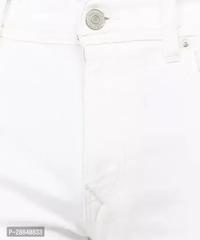 Stylish White Denim Solid Mid-Rise Jeans For Men-thumb4