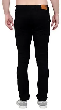 Stylish Black Denim Solid Regular Fit Mid-Rise Jeans For Men-thumb3