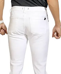 Stylish White Denim Solid Mid-Rise Jeans For Men-thumb1