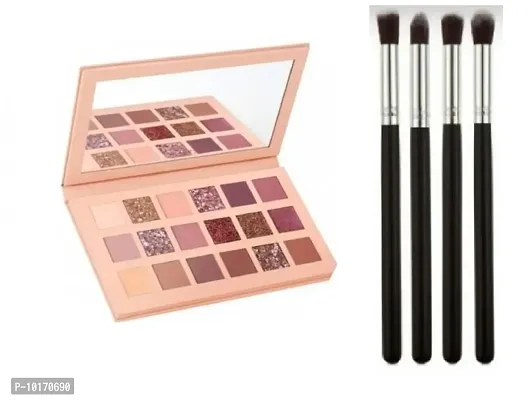 Professional Nude 18 Multicolor Eyeshadow With 4p Horse Bristles Pencil Makeup Brush Set