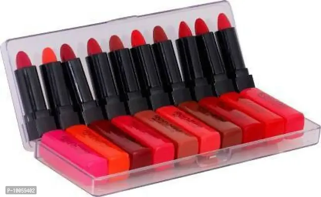 Shizuka Matte Mini Nini 10 pcs Lipstick Set of 10 (24 gm)  (Multi Flower  24 g)-thumb0