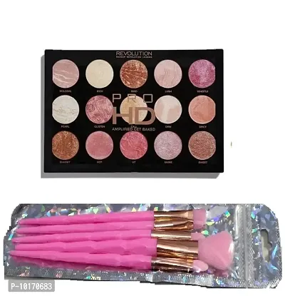 Professional Revolution HD Get Baked 15 Multicolor Eyeshadow With 5p Horse Bristles Makeup Brush Set