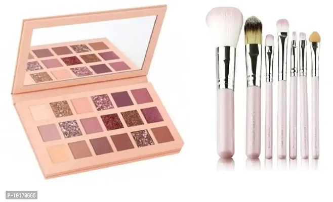 Professional Nude 18 Multicolor Eyeshadow With 7p Hello Kitty Makeup Brush Set