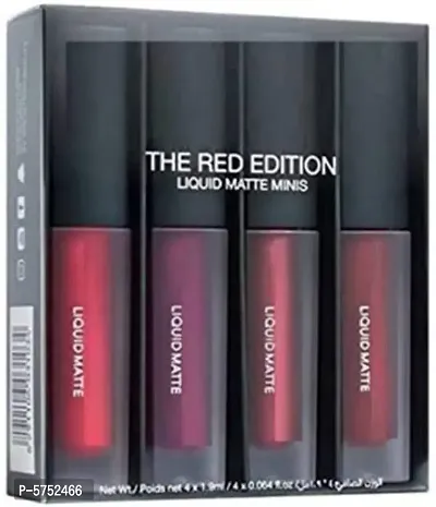 Professional Color Sensational Liquid Lipstick Combo Pack, Set of 4 Mini Lipsticks, Super Stay Matte Finish Lip Color (Red Edition)  (Red Edition, 24 ml)-thumb0