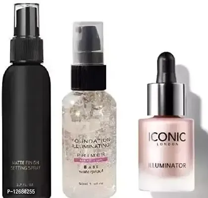 Waterproof Illuminator Smooth Liquid Highlighter (Shine ) + Makeup Fixer + Primer Makeup Base