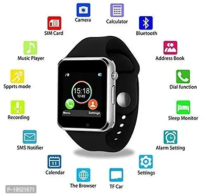 A1 Smart Watch Mobile Inbuild Camera Supporting 3G/4G SIM Smartwatch for Phone, Black