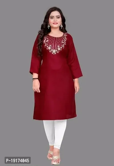 Exclusive Cotton Slub Embroidery Work Womens Kurti-thumb0