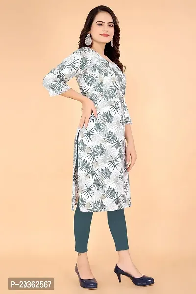 Beautiful Crepe Printed Feeding White Color Lace Border on Sleeve Kurti-thumb2