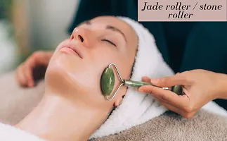3D Manual Roller Face Body Massager With And Anti Aging 100% Natural Jade Stone Roller Massager  With Gua Sha Tools for Face and Body Massager-thumb2