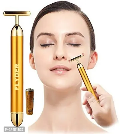 Face massager Beauty Bar Electric Vibration Facial Massage 24K Gold Energy T-Shaped Anti Wrinkle Massager for Forehead Cheek Neck Clavicle Arm(Pack OF 1)