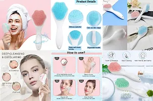 Jade Roller With Gau Sha Stone 100% Natural Stone , 3D Massager, Ice Roller Face Massager, Face Cleansing Brush Soft Silicone Face Wash Brush(Pack OF -4)-thumb3