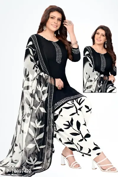 Beautiful Crepe Printed Unstitched Dress Material with Dupatta-thumb0