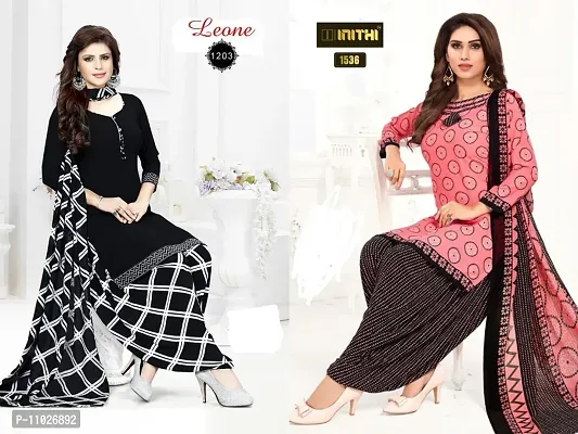 Beautiful American Crepe Printed Dress Material with Dupatta Pack Of 2