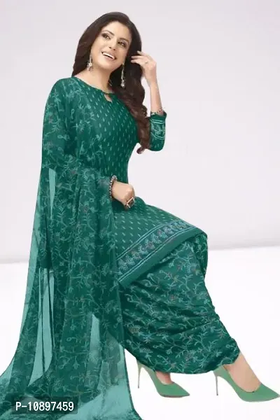 Beautiful Crepe Printed Unstitched Dress Material with Dupatta-thumb0