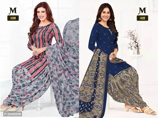 Beautiful Crepe Printed Dress Material with Dupatta Pack Of 2