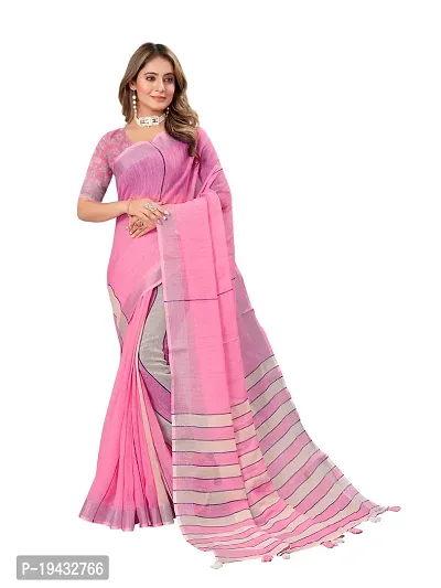 Casual Wear Printed Linen Saree For Women And Girls