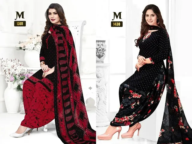 Beautiful Crepe Dress Material with Dupatta Pack of 2