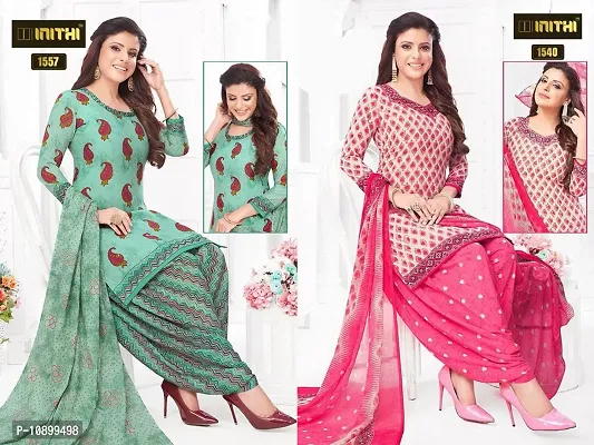 Beautiful American Crepe Printed Dress Material with Dupatta Pack Of 2