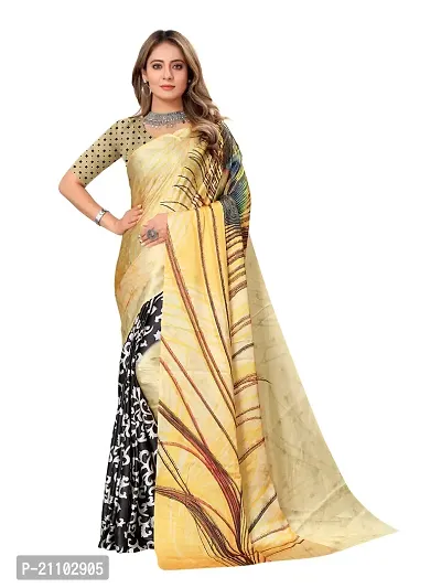 Digital Print, Printed Bollywood Silk Blend, Crepe Saree For Women-thumb2