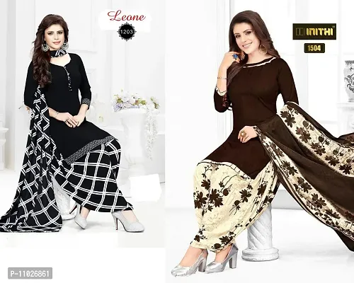 Beautiful American Crepe Printed Dress Material with Dupatta Pack Of 2