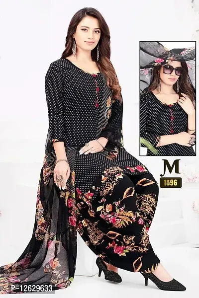 Beautiful Crepe Printed Dress Material with Dupatta-thumb0