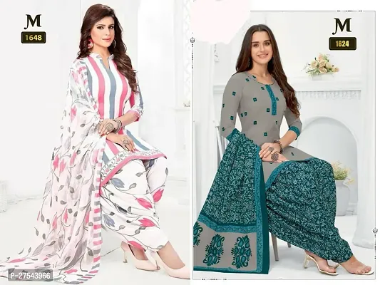 Beautiful Crepe Printed Dress Material with Dupatta Pack Of 2