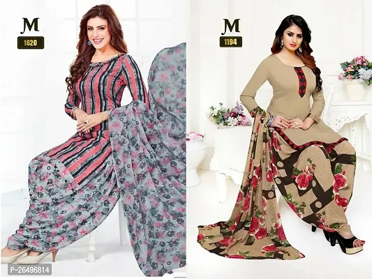 Beautiful Crepe Printed Dress Material with Dupatta Pack Of 2