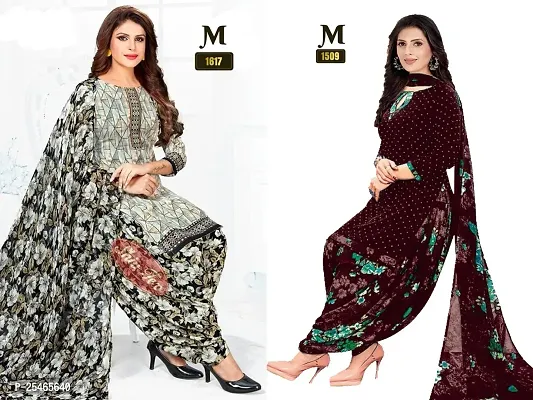 Beautiful Crepe Printed Dress Material with Dupatta Pack Of 2