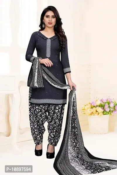 Beautiful Crepe Printed Unstitched Dress Material with Dupatta