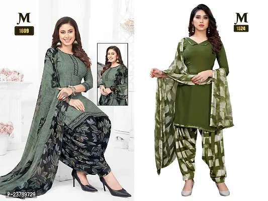 Beautiful Crepe Printed Dress Material with Dupatta Pack Of 2