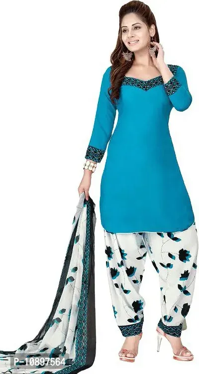 Beautiful Crepe Printed Unstitched Dress Material with Dupatta