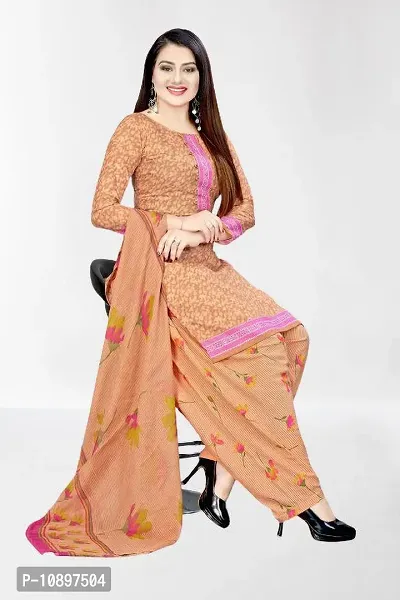 Beautiful Crepe Printed Unstitched Dress Material with Dupatta