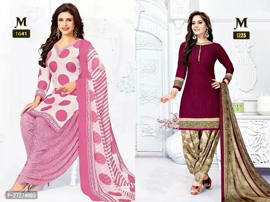 Beautiful Crepe Printed Dress Material with Dupatta Pack Of 2