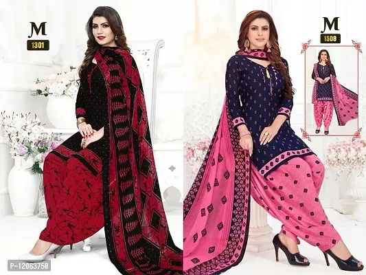 Beautiful Crepe Printed Dress Material with Dupatta Pack of 2