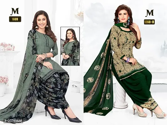 Beautiful Crepe Printed Dress Material with Dupatta Pack Of 2