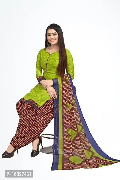 Beautiful Crepe Printed Unstitched Dress Material with Dupatta-thumb0