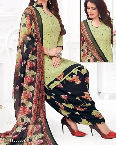 Beautiful Crepe Printed Dress Material with Dupatta-thumb0